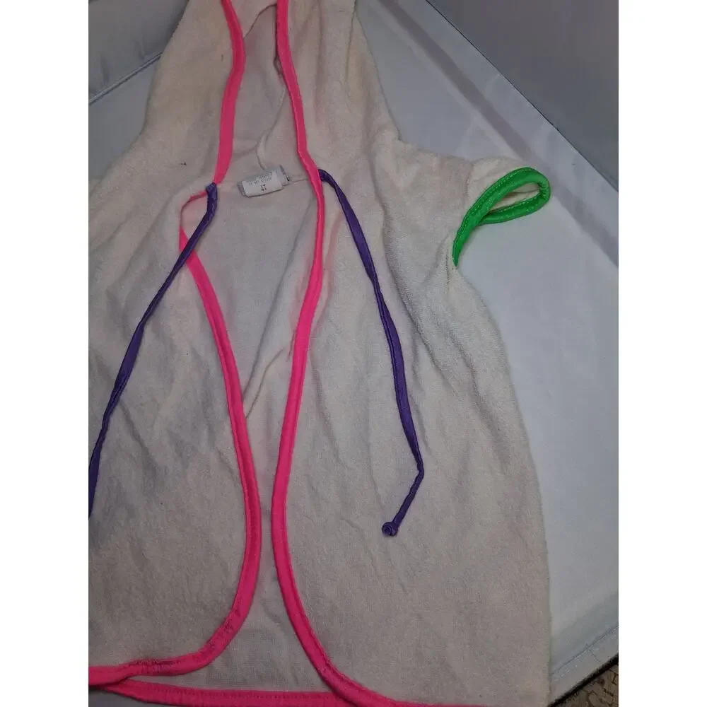7E Vintage Okie Dokie Girls Terrycloth Bathing Suit Cover Towel 90s Neon 4T